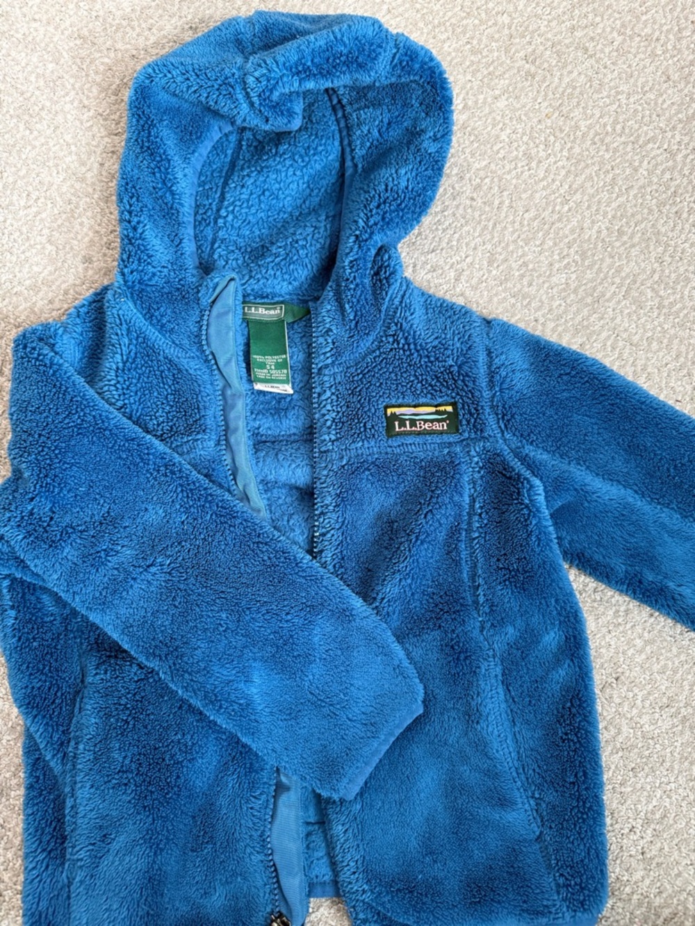 L.L.Bean Hi-Pile Kids Blue Fleece Hooded Jacket